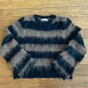 MANGO Telarany Stripe Crewneck Sweater in Brown/Black